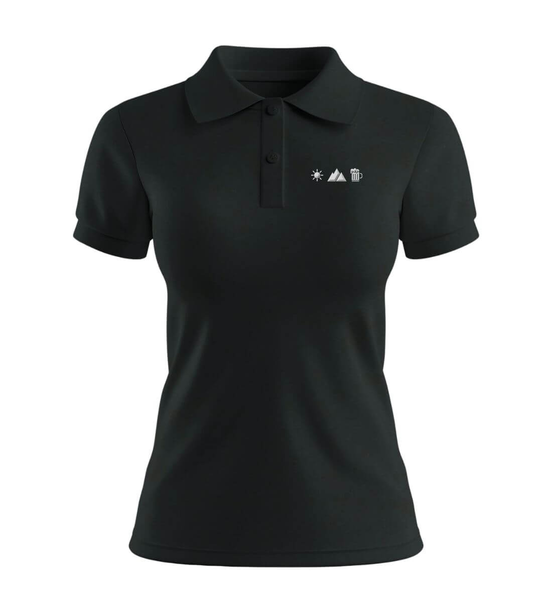 Sonne Berg Bier Stick | Damen Premium Organic Poloshirt in Schwarz von Rad&Rucksack