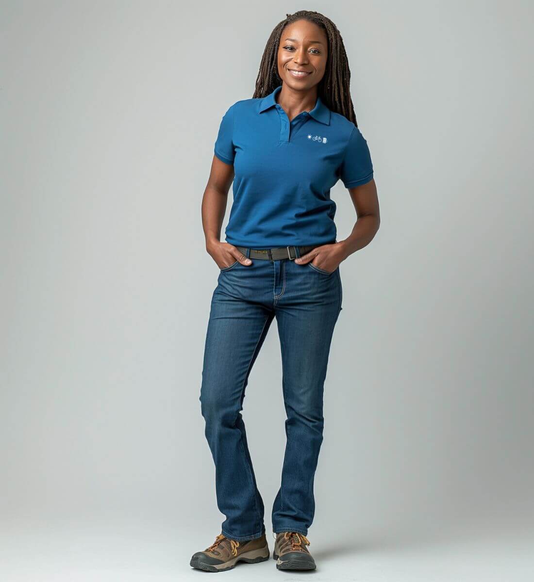 Sonne Bike Bier Stick | Damen Premium Organic Poloshirt von Rad&Rucksack - am Model präsentiert