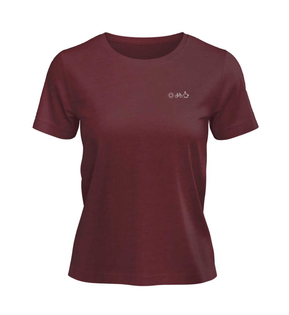 Sonne Bike Kaffee | Damen Premium Organic T-Shirt (Stick) in Burgundy von Rad&Rucksack