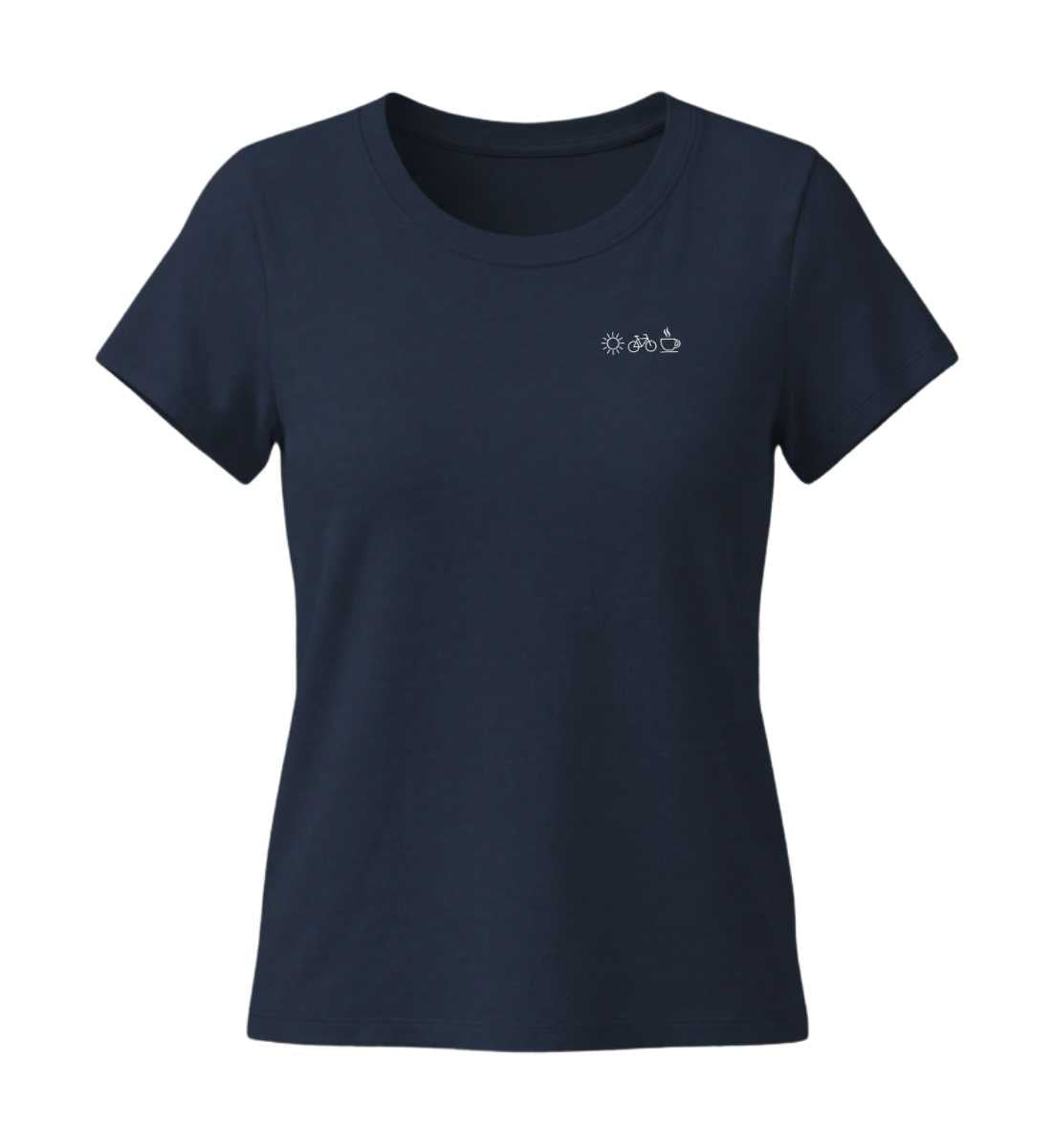Sonne Bike Kaffee Stick | Damen Premium Organic T-Shirt (Fitted) in French Navy von Rad&Rucksack