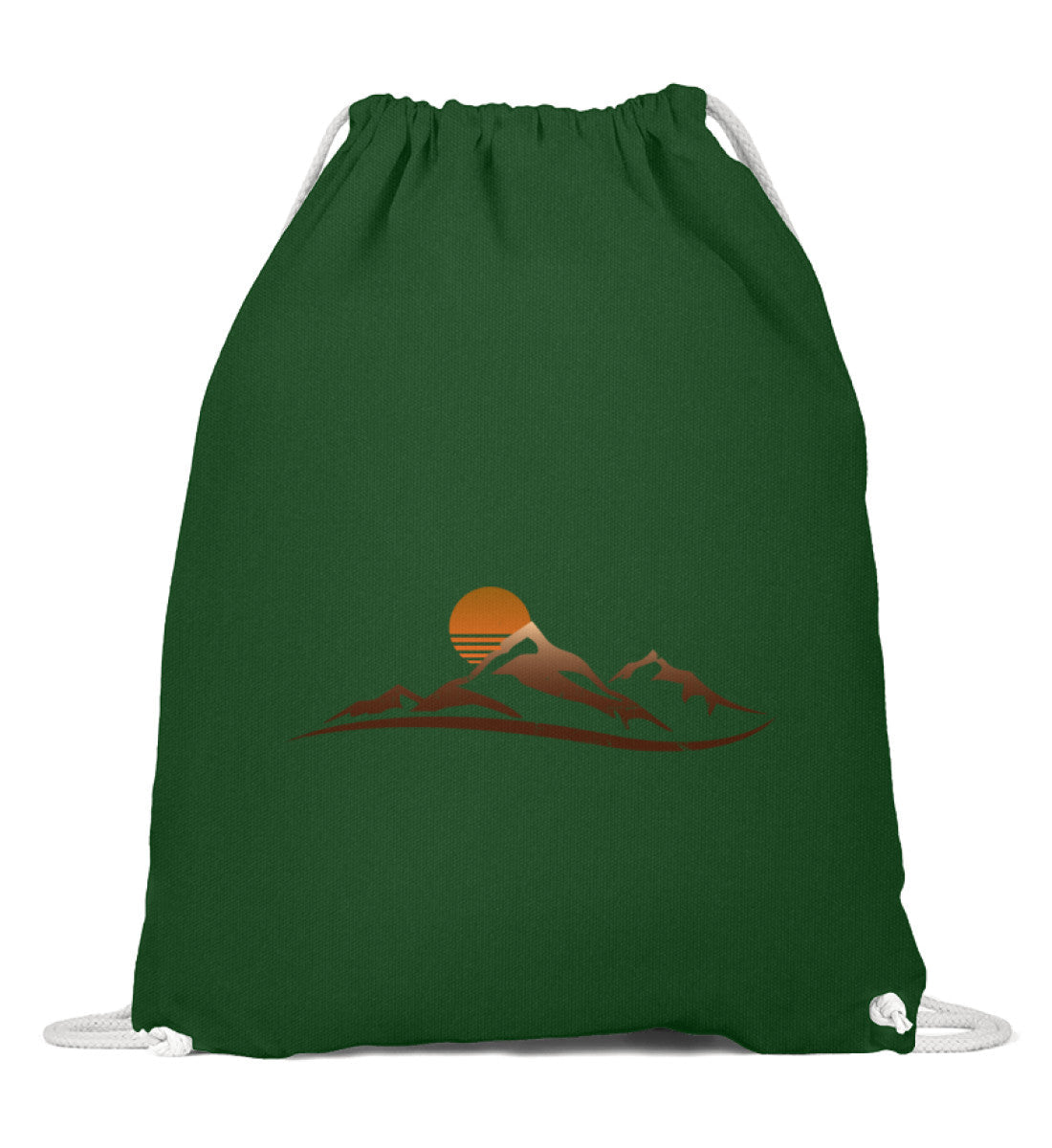 Sonnenuntergang Berg | Baumwoll Gymsac in Dunkelgrün von Rad&Rucksack