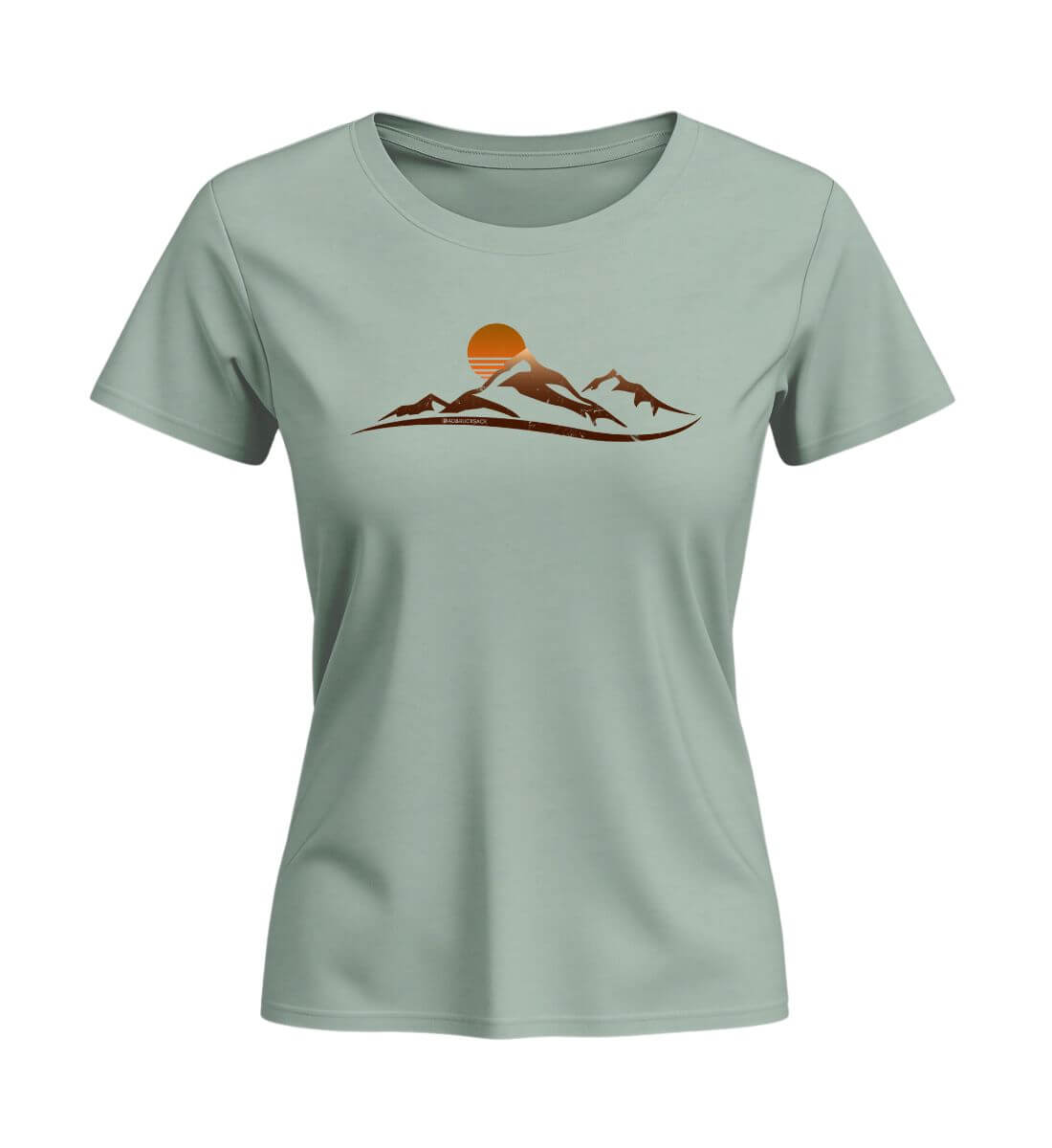 Sonnenuntergang Berg | Damen Premium Organic T-Shirt (Fitted) in Aloe von Rad&Rucksack