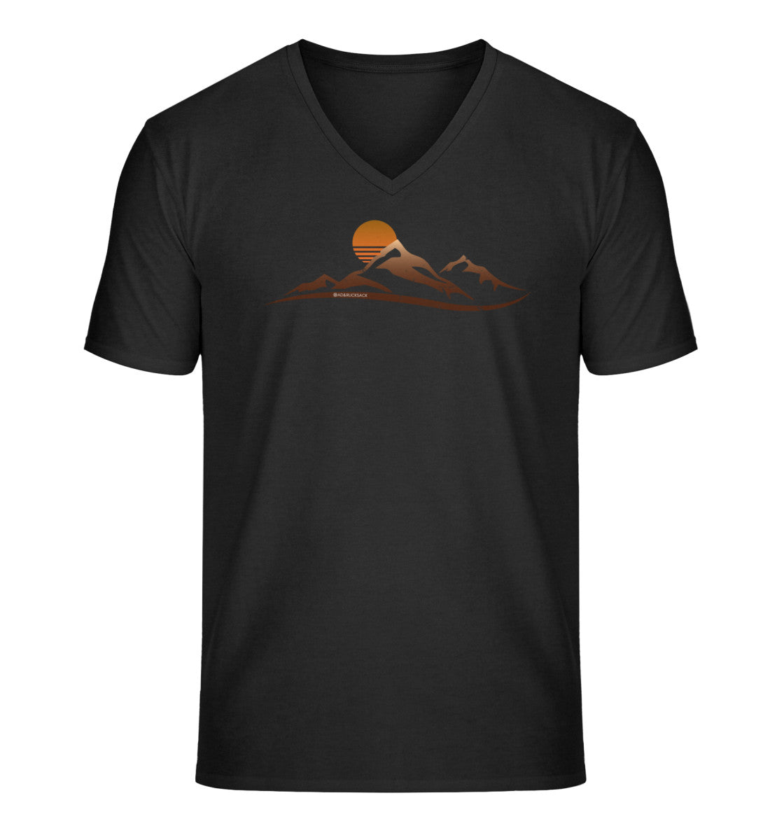 Sonnenuntergang Berg | Herren V-Neck Premium Organic T-Shirt in Schwarz von Rad&Rucksack