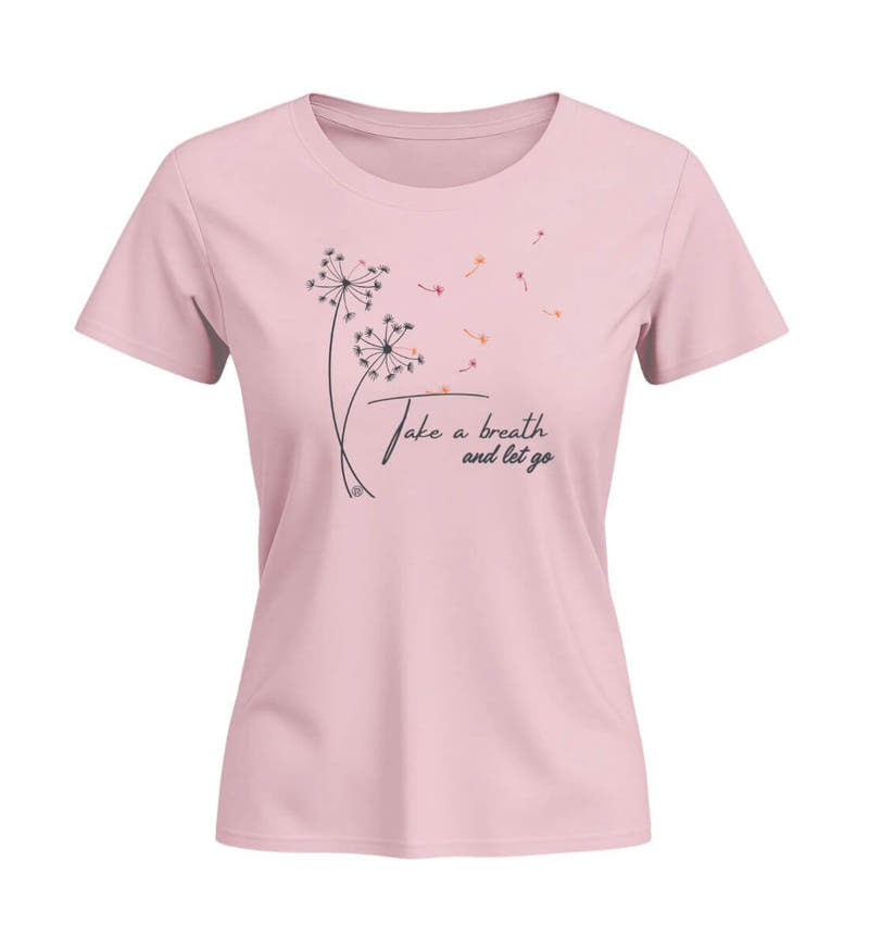 Take a breath | Damen Premium Organic T-Shirt (Fitted) in Cotton Pink von Rad&Rucksack