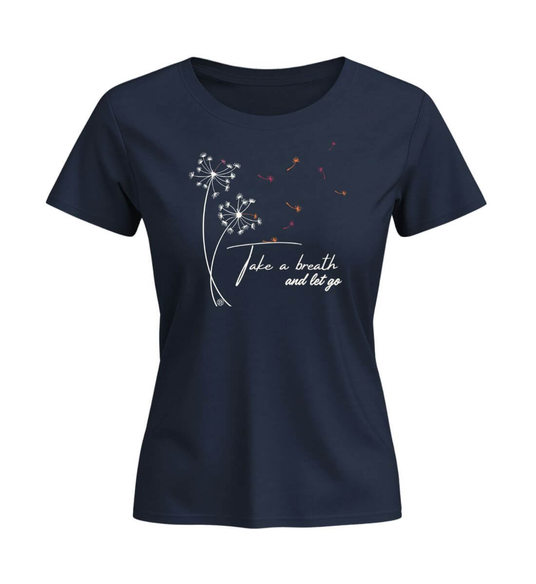 Take a breath | Damen Premium Organic T-Shirt (Fitted) in French Navy von Rad&Rucksack