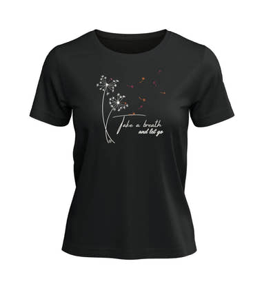 Outdoor T-Shirt Take A Breath Damen in Schwarz – Produktbild (100% Bio-Baumwolle) von Rad&Rucksack