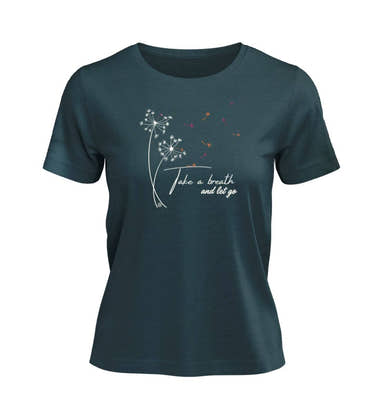 Take A Breath T-Shirt Damen Blaugrün (Stargazer) – Produktbild (100% Bio-Baumwolle) von Rad&Rucksack