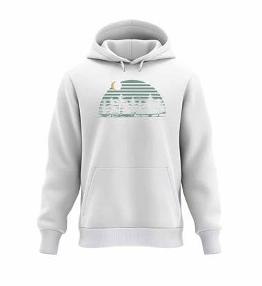 Tannenwald Kapuzenpullover in Weiß (White) – Produktbild (350 g/m² Bio-Baumwolle) von Rad&Rucksack