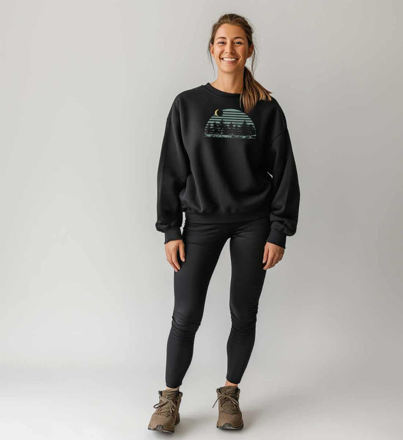Tannenwald | Unisex Organic Pullover von Rad&Rucksack - am Model präsentiert