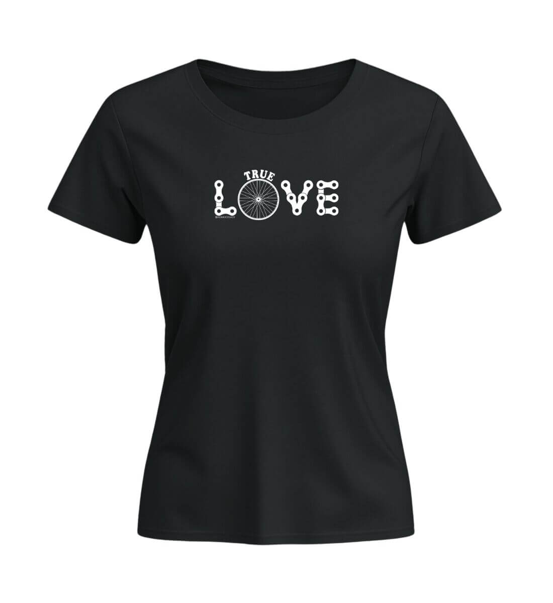 True Love | Damen Premium Organic T-Shirt (Fitted) in Schwarz von Rad&Rucksack