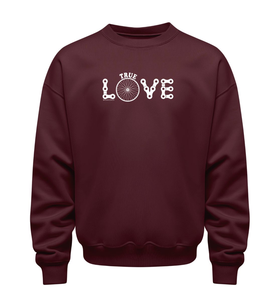 True Love | Unisex Organic Pullover in Burgundy von Rad&Rucksack