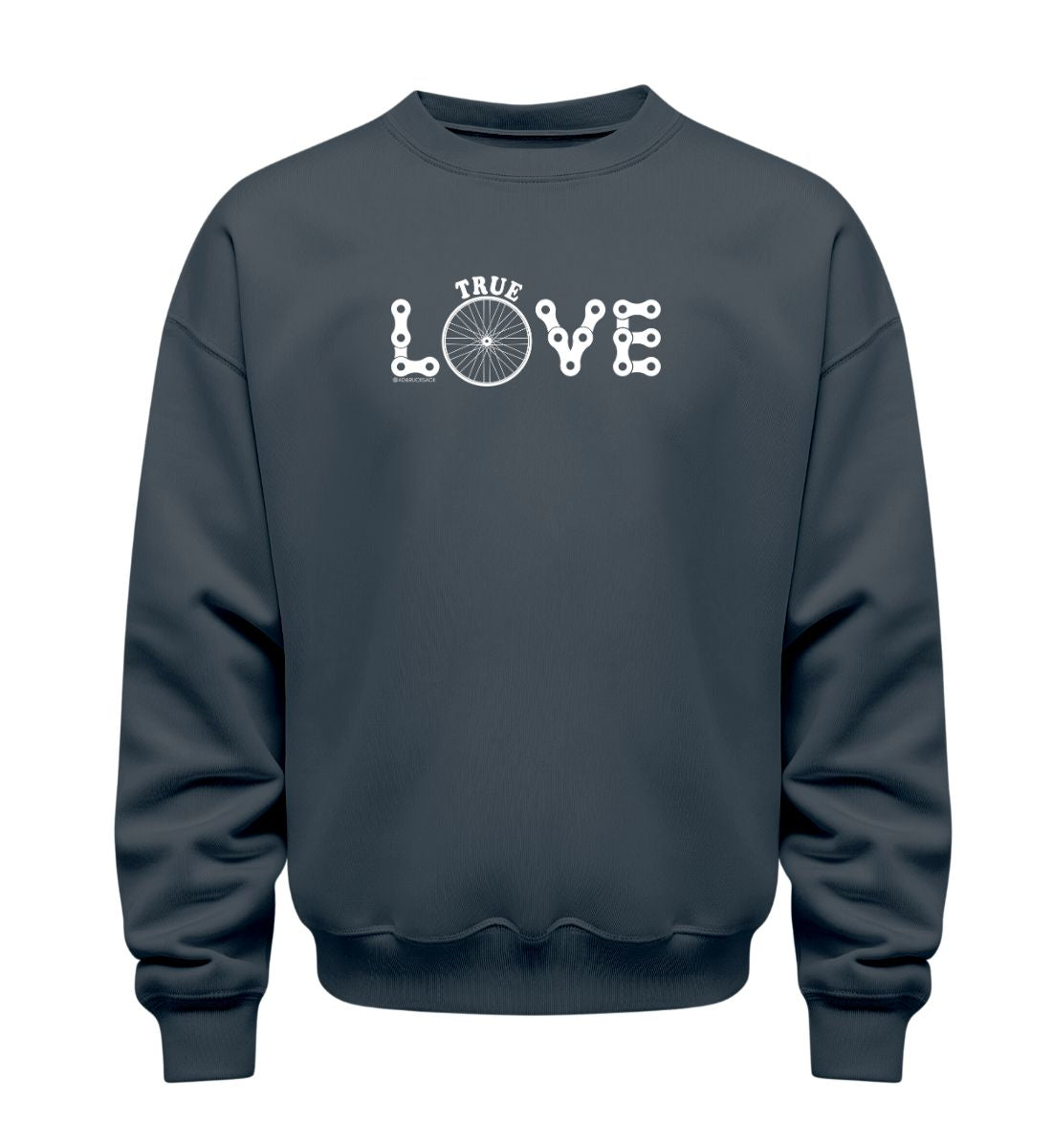 True Love | Unisex Organic Pullover in India Ink Grey von Rad&Rucksack