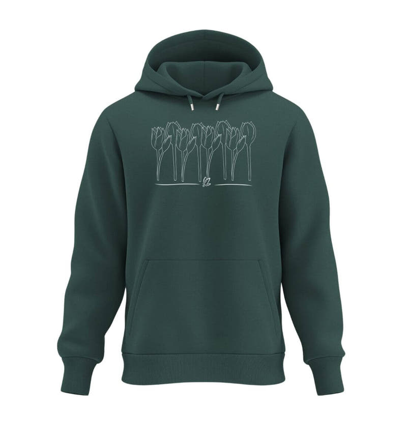 Tulpen | Unisex Organic Hoodie in Glazed Green von Rad&Rucksack