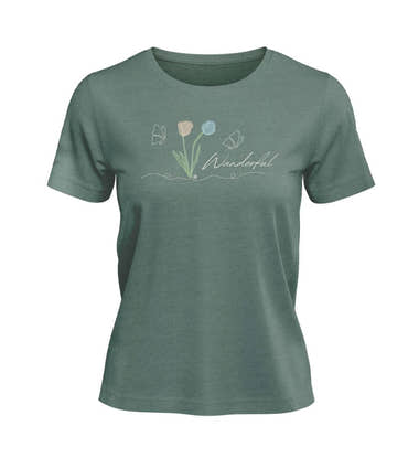Tulpen Wanderful T-Shirt Damen Meeresgrün (Green Bay) – Produktbild (100% Bio-Baumwolle) von Rad&Rucksack