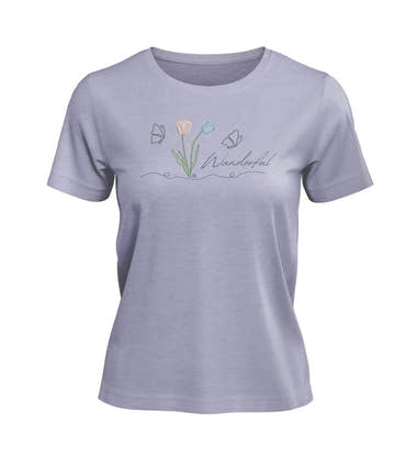 Wanderful T-Shirt Damen „Tulpen Wanderful“ in Lavendel (Lavender) – Produktbild (100% Bio-Baumwolle) von Rad&Rucksack