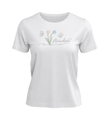 Tulpen Wanderful T-Shirt Damen Weiß (White) – Produktbild (100% Bio-Baumwolle) von Rad&Rucksack