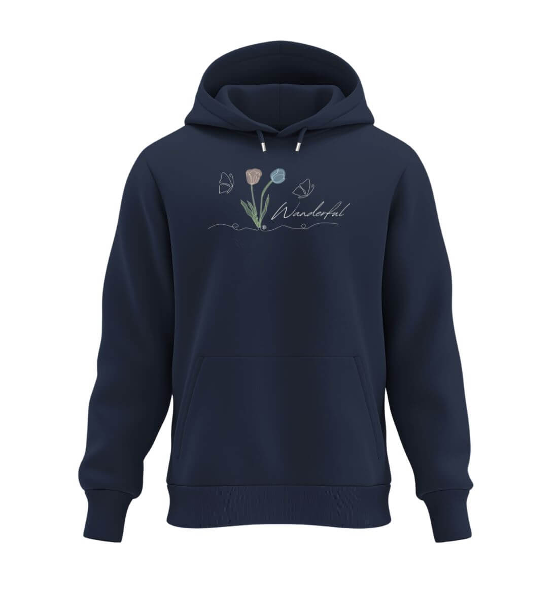 Tulpen Wanderful | Unisex Organic Hoodie in French Navy von Rad&Rucksack