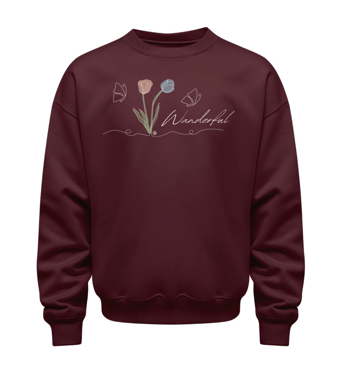 Tulpen Wanderful | Unisex Organic Pullover in Burgundy von Rad&Rucksack