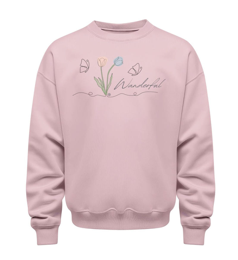Tulpen Wanderful Pullover in Zartrosa (Cotton Pink) – Produktbild (350 g/m² Bio-Baumwolle) von Rad&Rucksack