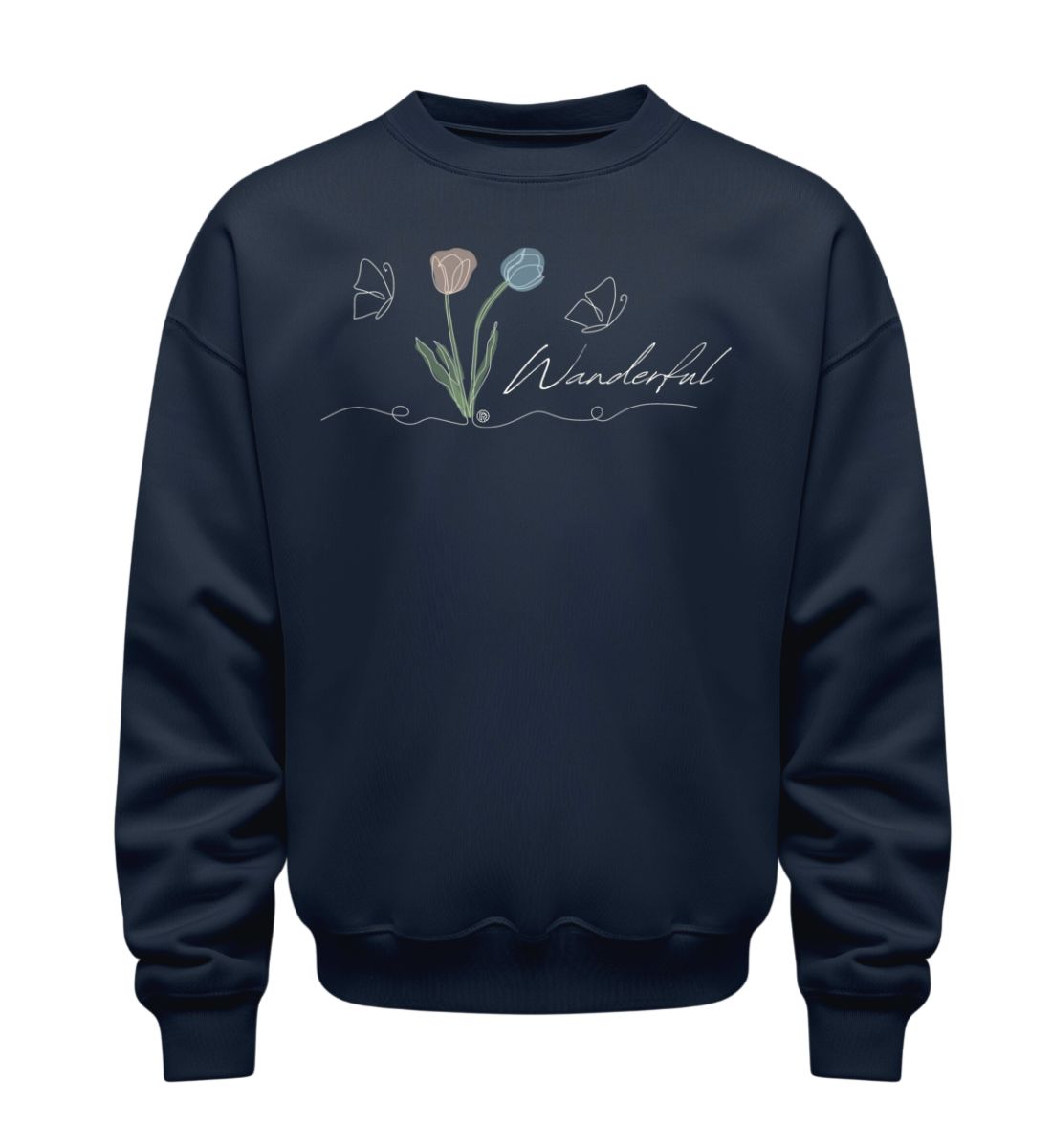 Tulpen Wanderful | Unisex Organic Pullover in French Navy von Rad&Rucksack