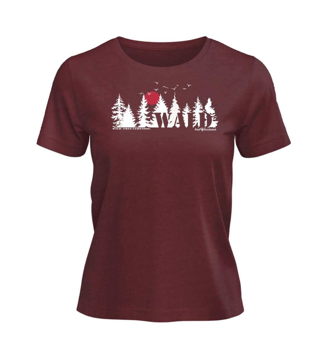 Wäldern | Damen Premium Organic T-Shirt in Burgundy von Rad&Rucksack