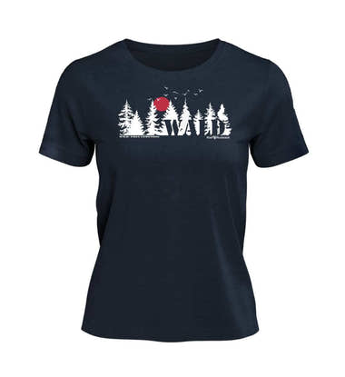 Geschenk Wäldern T-Shirt in Dunkelblau (French Navy) – Produktbild (100% Bio-Baumwolle) von Rad&Rucksack