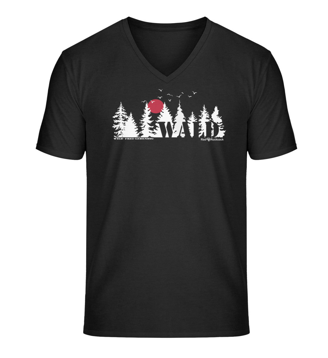 Wäldern | Herren V-Neck Premium Organic T-Shirt in Black von Rad&Rucksack