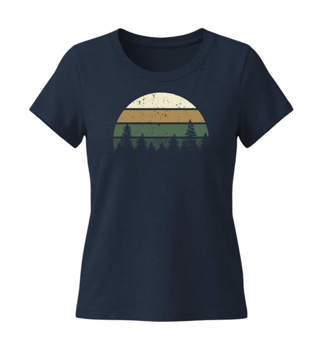 Wald | Damen Premium Organic T-Shirt (Fitted) in French Navy von Rad&Rucksack