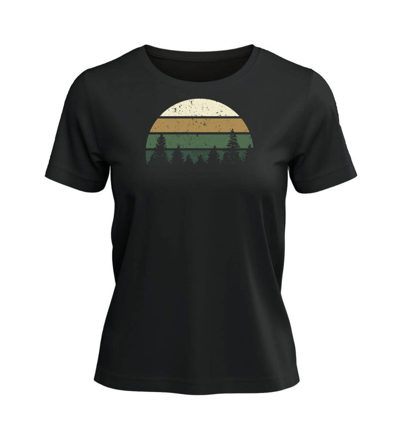 Waldbaden T-Shirt Damen in Schwarz – Produktbild (100% Bio-Baumwolle) von Rad&Rucksack