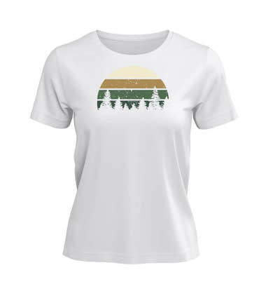 Wald T-Shirt Damen in Weiß (White) – Produktbild (100% Bio-Baumwolle) von Rad&Rucksack
