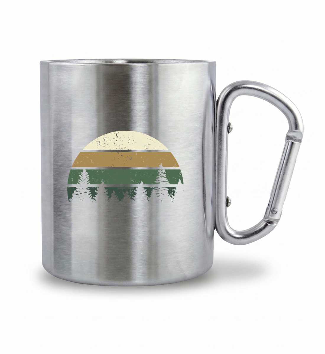 Wald | Edelstahltasse mit Karabinergriff von Rad&Rucksack - am Model präsentiert