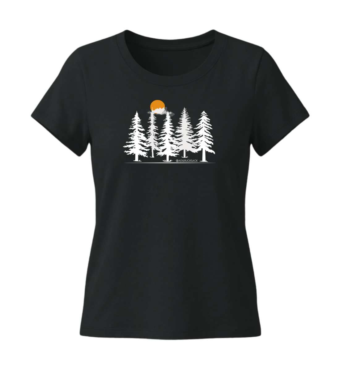 Wald Forest | Damen Premium Organic T-Shirt (Fitted) in Black von Rad&Rucksack