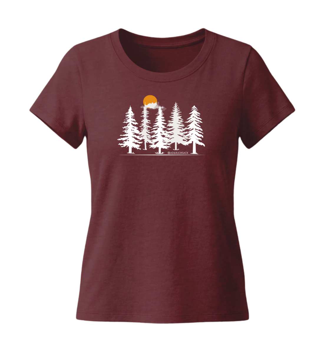 Wald Forest | Damen Premium Organic T-Shirt (Fitted) in Burgundy von Rad&Rucksack