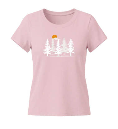 Wald Forest T-Shirt Damen Zartrosa (Cotton Pink) – Produktbild (155 g/m² Bio-Baumwolle, tailliert) von Rad&Rucksack