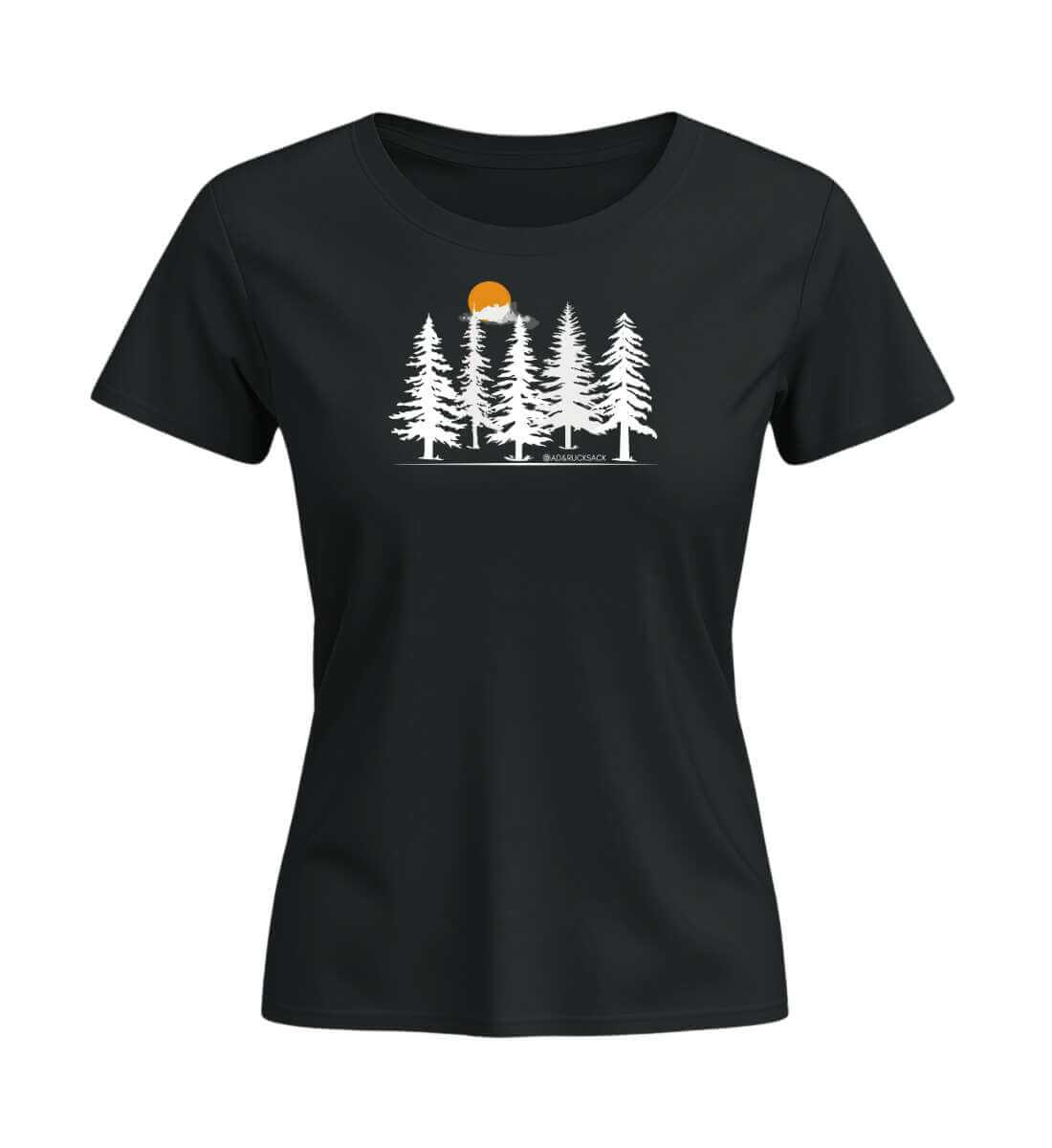 Wald Forest | Damen Premium Organic T-Shirt (Fitted) in Schwarz von Rad&Rucksack