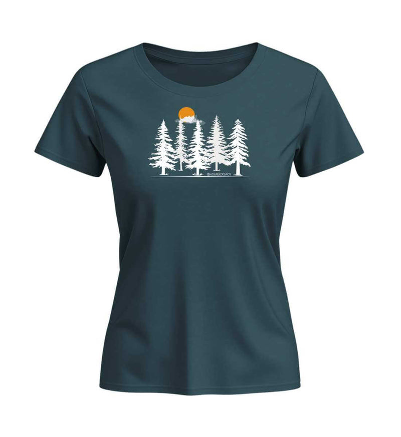 Wald Forest Bio T-Shirt Damen Tailliert in Blaugrün (Stargazer) – Produktbild (155 g/m² Bio-Baumwolle, tailliert) von Rad&Rucksack