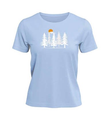 Wald Forest T-Shirt Damen Mittelblau (Blue Soul) – Produktbild (100% Bio-Baumwolle) von Rad&Rucksack