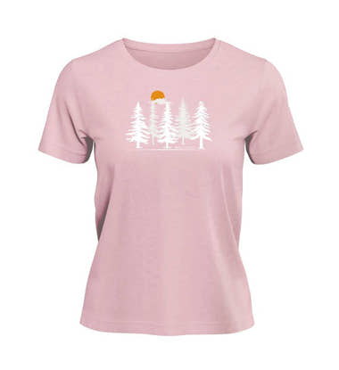 Wald Forest T-Shirt Damen Zartrosa (Cotton Pink) – Produktbild (100% Bio-Baumwolle) von Rad&Rucksack