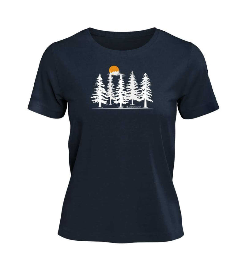 Wald Forest | Damen Premium Organic T-Shirt in French Navy von Rad&Rucksack