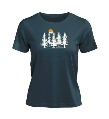 Wald Forest T-Shirt Damen Blaugrün (Stargazer) – Produktbild (100% Bio-Baumwolle) von Rad&Rucksack