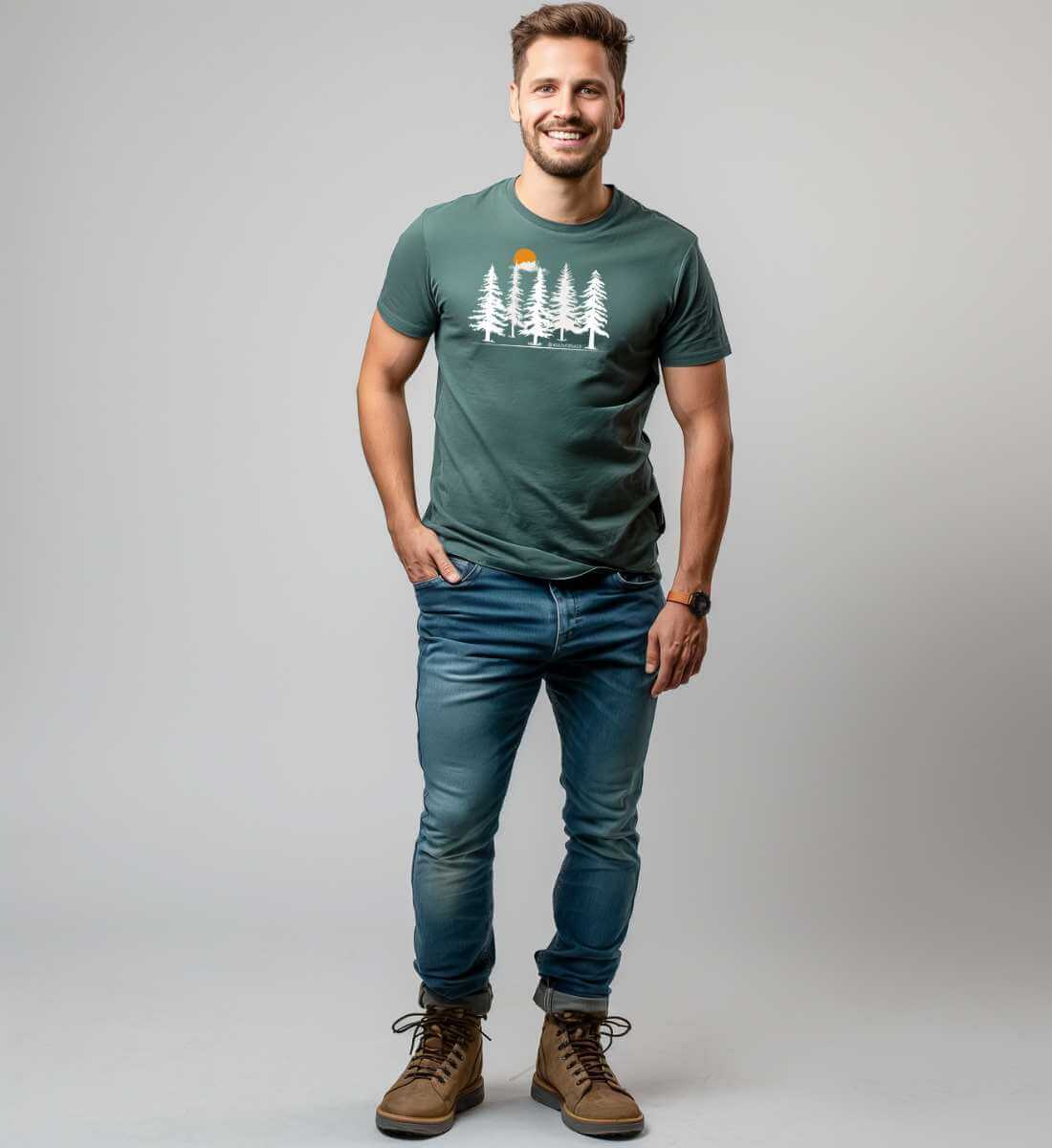 Wald Forest | Herren Premium Organic T-Shirt von Rad&Rucksack - am Model präsentiert