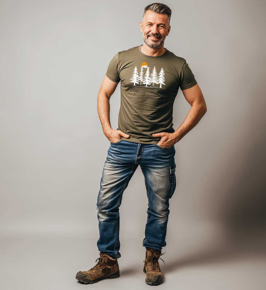 Wald Forest | Herren Premium Organic T-Shirt von Rad&Rucksack - weitere Modelansicht 2