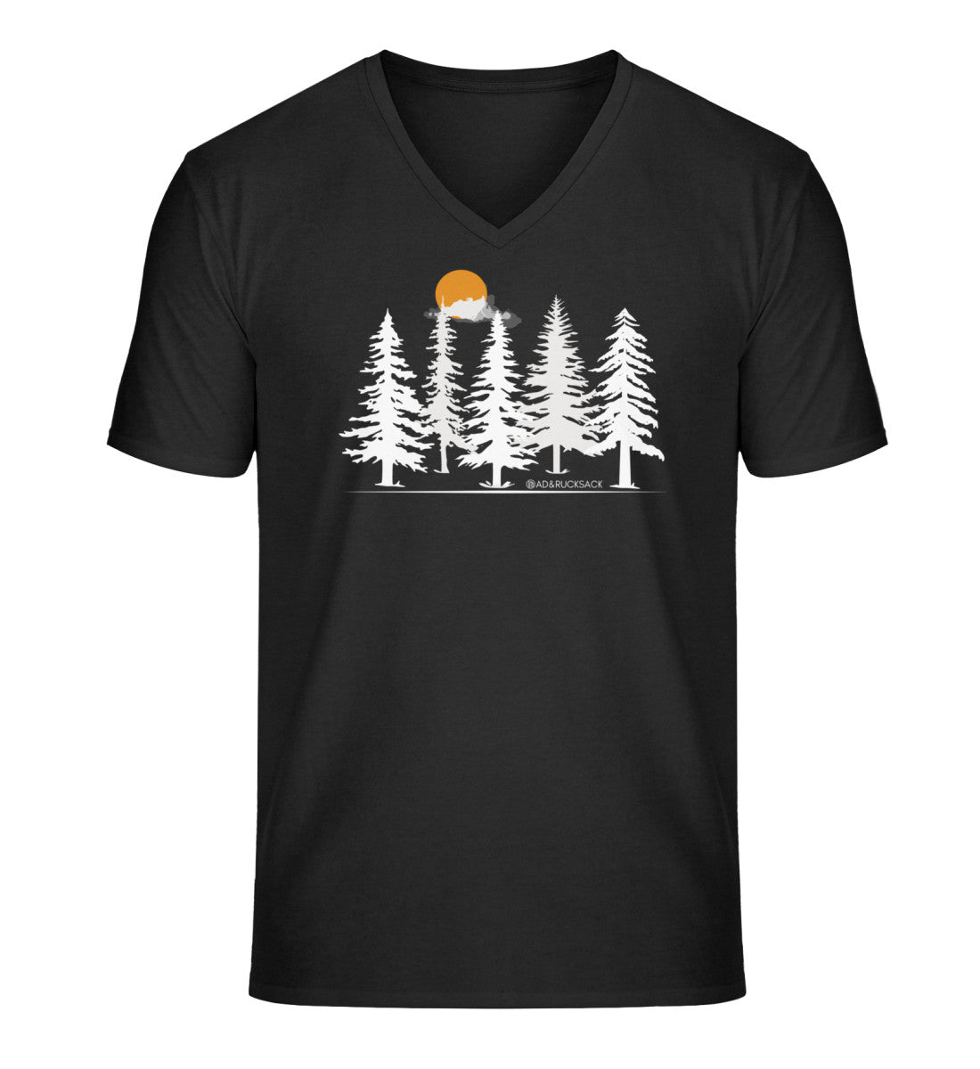 Wald Forest  | Herren V-Neck Premium Organic T-Shirt in Schwarz von Rad&Rucksack