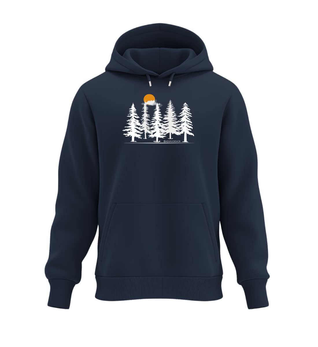 Wald Forest | Unisex Organic Hoodie in French Navy von Rad&Rucksack
