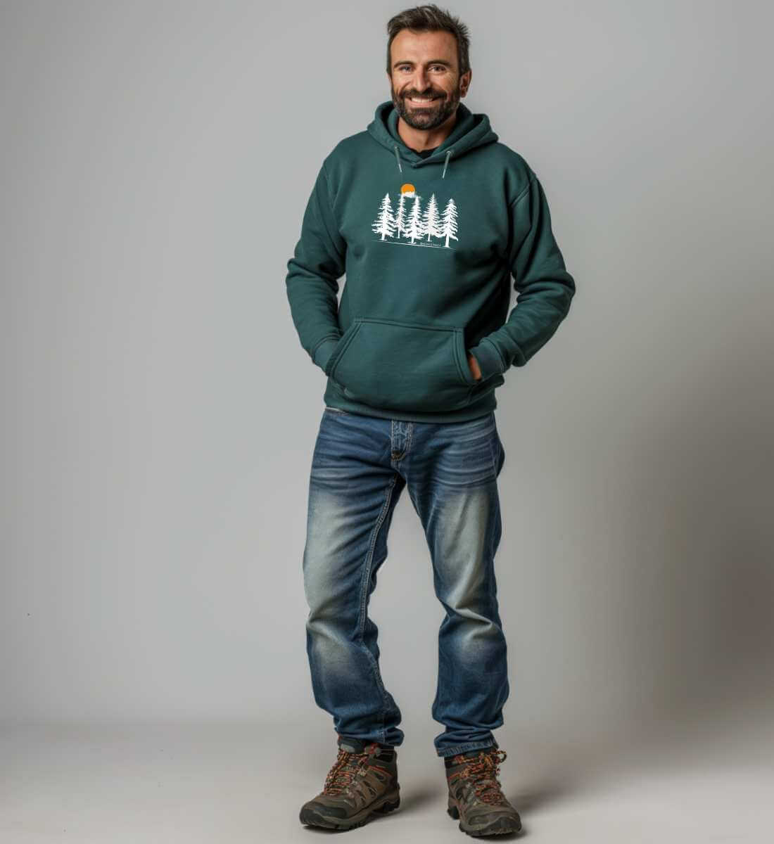 Wald Forest | Unisex Organic Hoodie von Rad&Rucksack - weitere Modelansicht 2