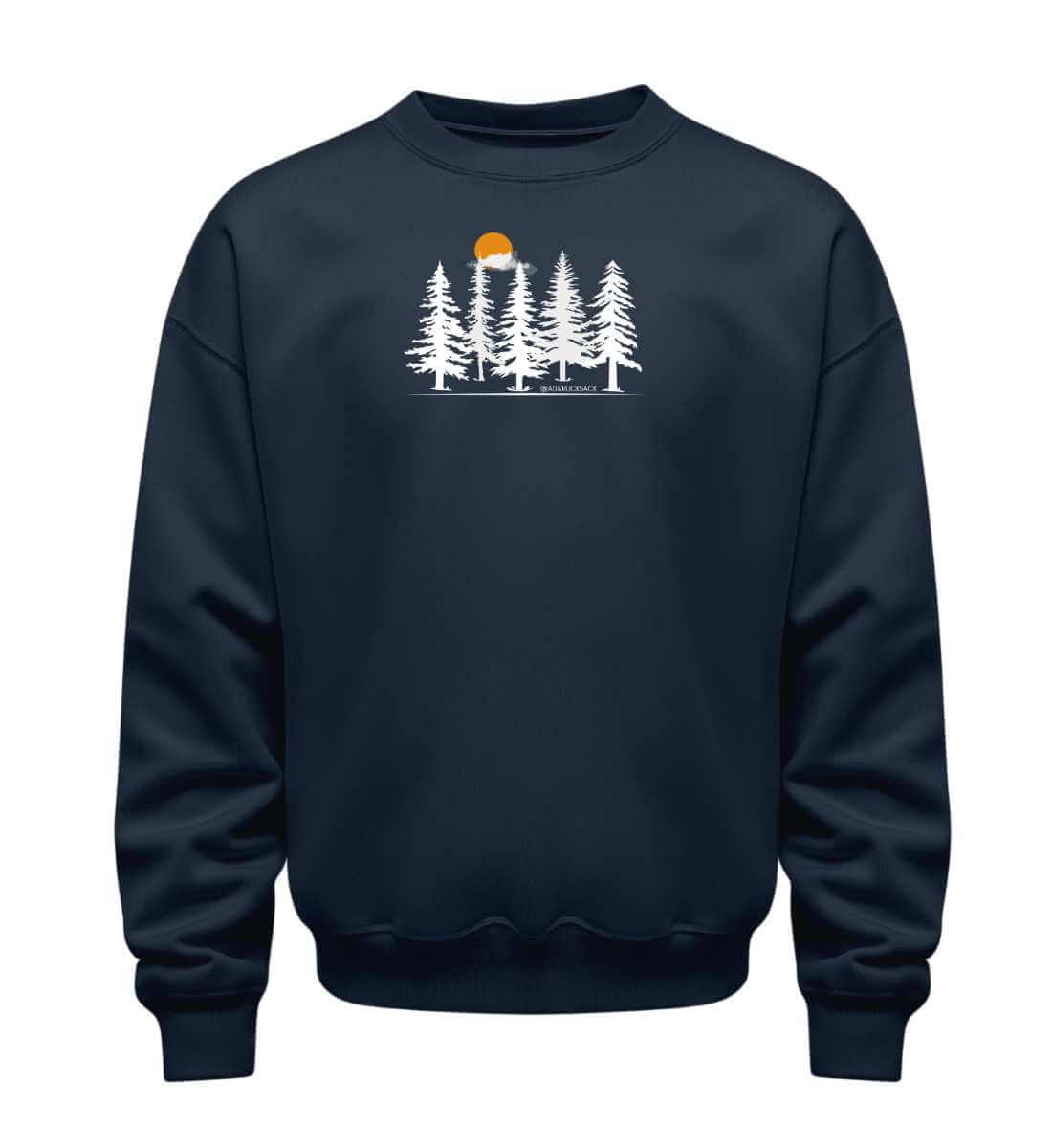 Wald Forest | Unisex Organic Pullover in French Navy von Rad&Rucksack