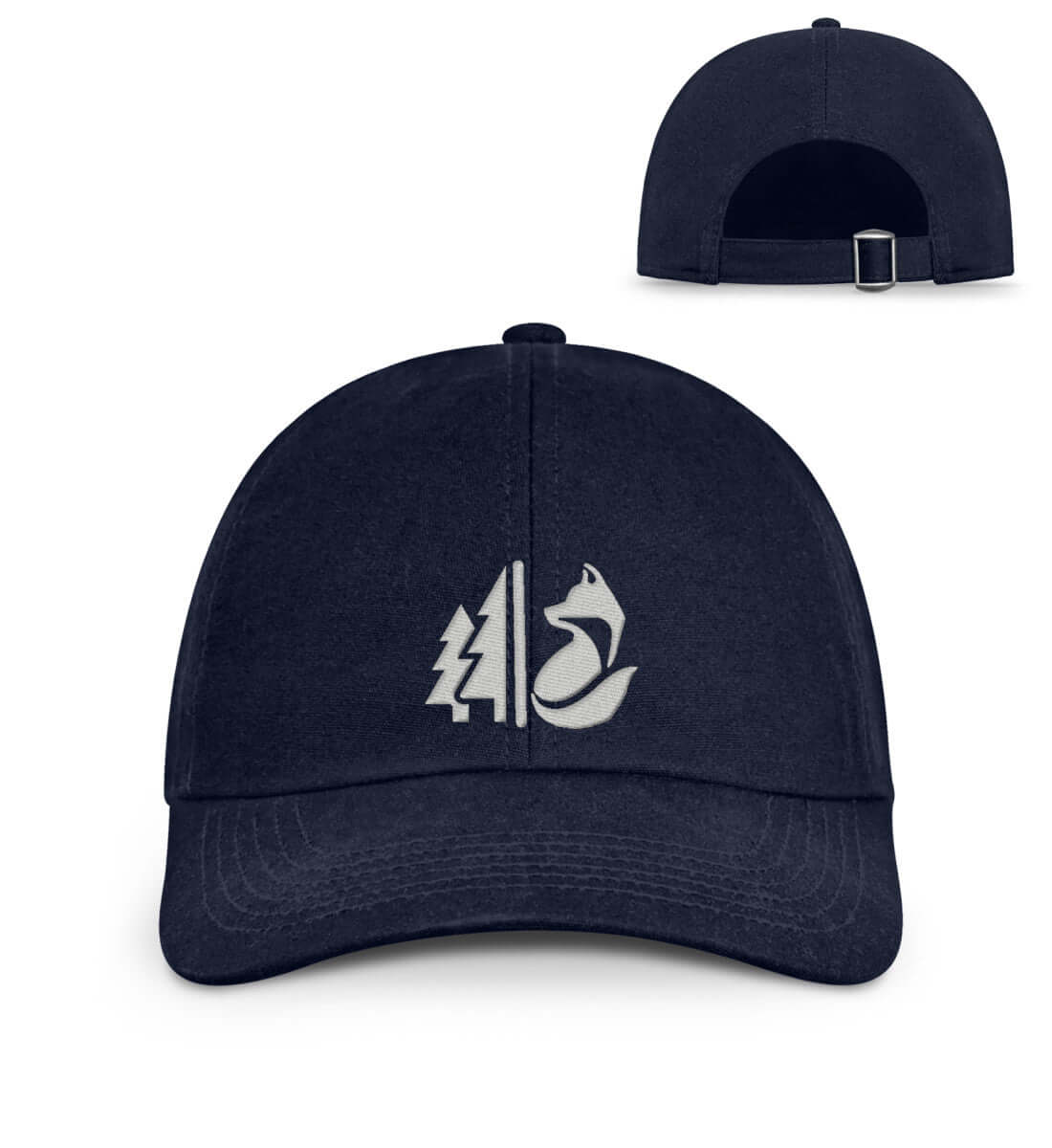 Wald Fuchs Silber | Organic Herren Cap mit Stick in Oxford Navy von Rad&Rucksack