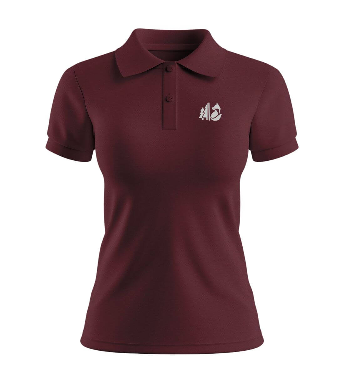 Wald Fuchs Stick | Damen Premium Organic Poloshirt in Burgundy von Rad&Rucksack