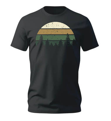 Wald T-Shirt Herren Schwarz – Produktbild (100% Bio-Baumwolle) von Rad&Rucksack
