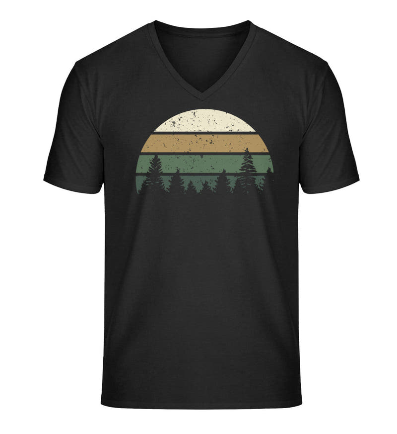 Wald | Herren V-Neck Premium Organic T-Shirt in Schwarz von Rad&Rucksack